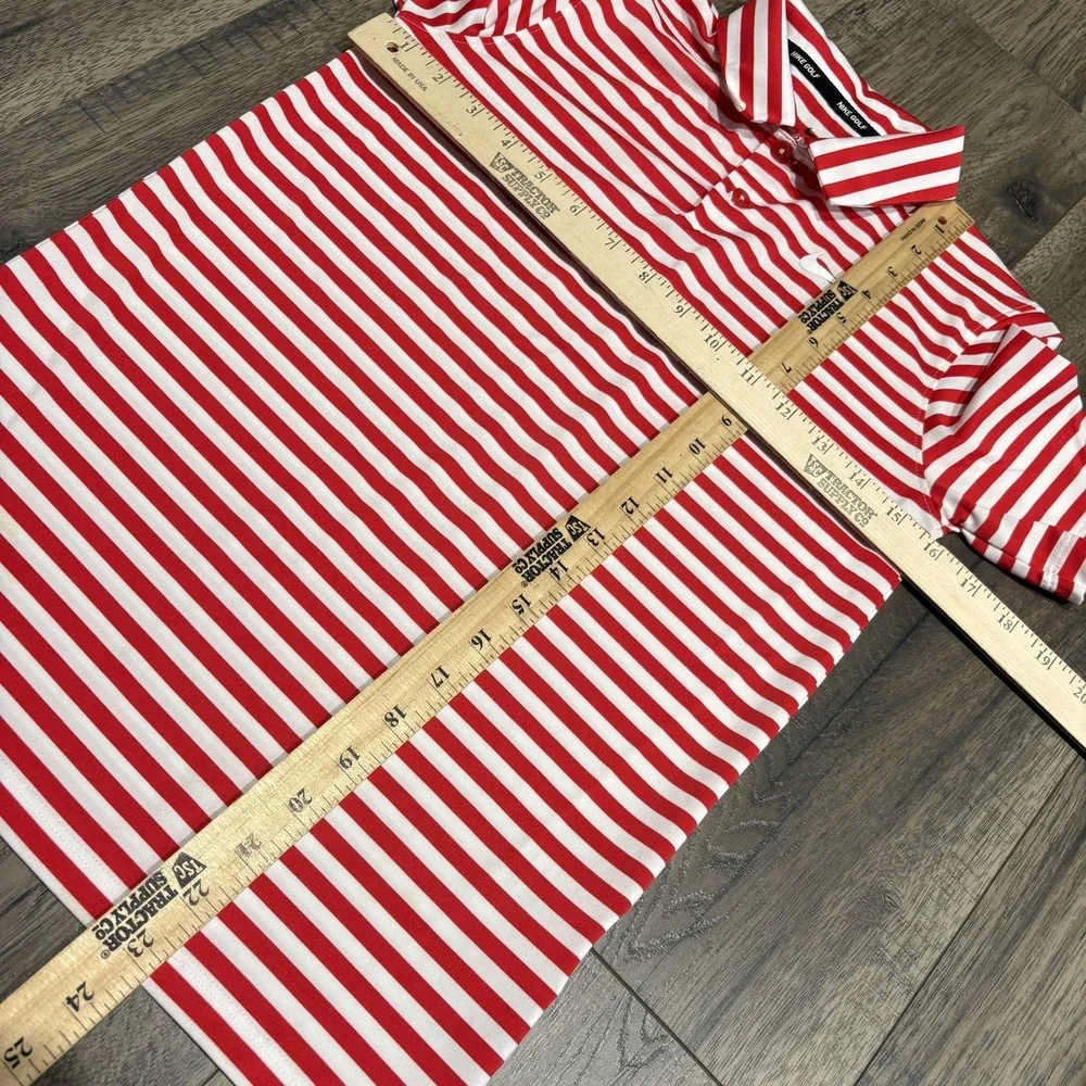 Nike Golf Dri-FIT Polo Shirt Youth Medium Red White Striped Golf AA3887-658